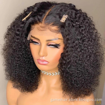Afro Kinky Curly Raw Brazilian Virgin Human Hair Lace Frontal Closure Hd Transparent 360 Full Lace Front Natural Human Hair Wig